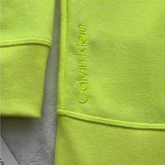 CALVIN KLEIN Performance Long Sleeve Neon Yellow Zip-Front Hoodie--M - Picture 11 of 16